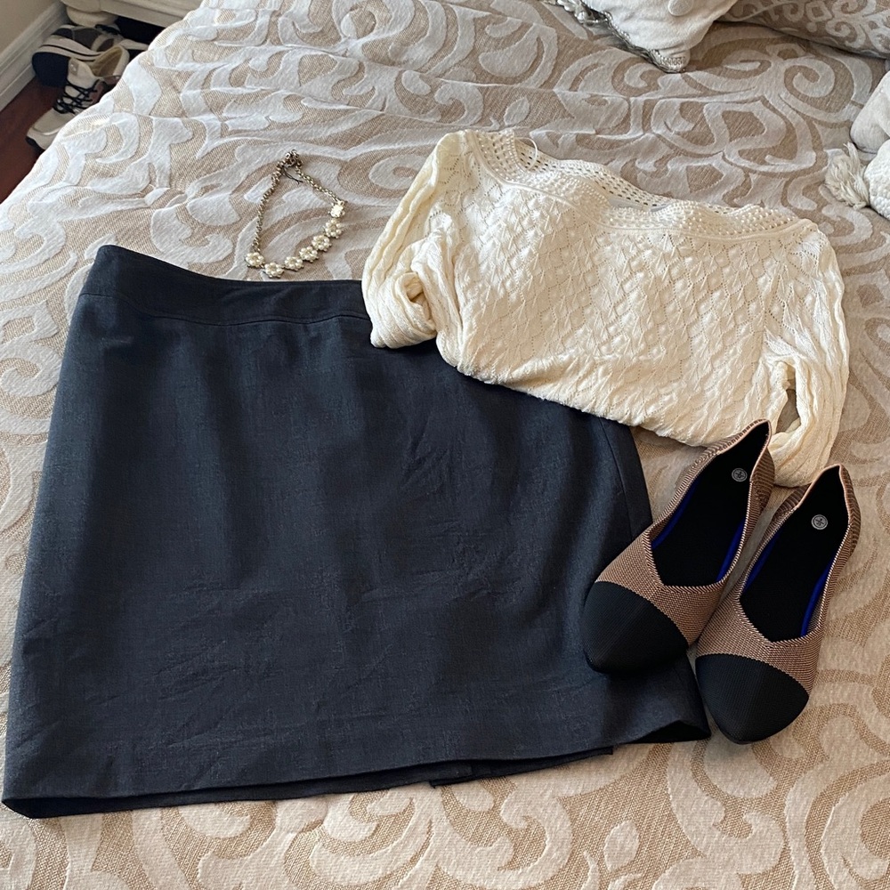 Raffaella Petite Charcoal Wool Blend Pencil Skirt Career Office Classic 10P - Picture 12 of 12
